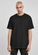 Heavy Oversized Contrast Stitch Tee černá/elektrická limetka