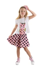 Denokids Polka Dot Cheetah Girl's Summer T-shirt Pink Skirt Set