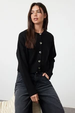 Trendyol Black Crop Soft Texture Buttoned Knitted Cardigan