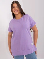 Light purple blouse with a slit plus size basic