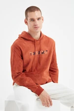 Trendyol Men's Regular/Normal Fit Hoodie with Embroidery and Warm Thick Fleece/Plush Sweatshirt.