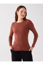 LC Waikiki Round Neck Women's Knitwear Sweater With Patterned Long Sleeves