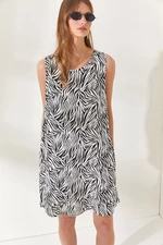 Olalook Women's Zebra White A-Fit Dress