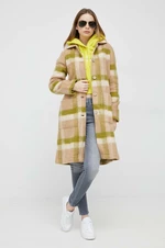 Kabát s příměsí vlny United Colors of Benetton béžová barva, přechodný