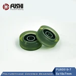 PU 605 Polyurethane Covered Bearing 5*19*7 mm ( 2 Pcs ) Shaft 5mm PU60519-7 Urethane Cover PU605 Bearings