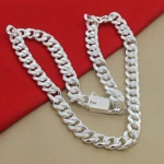 10MM Men Necklace Chain 925 Silver Necklaces Fashion Jewelry Accessories