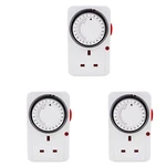 3X 24-Hour Segmented Switch-Energy-Saving Plug Timer Socket Kit-With Programmable Time Controller 3-Pin Plug UK Plug