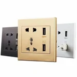 Universal Standard 2.1a Usb Wall Socket Home Wall Charger 2 Ports Usb Outlet Power Charger For Phone White/black/gold