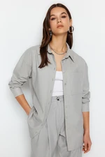 Trendyol Stone Linen Look Woven Shirt