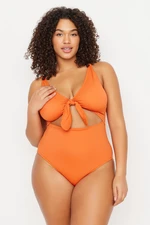 Trendyol Curve Orange Cut Out Lace-Up Detailed Swimsuit