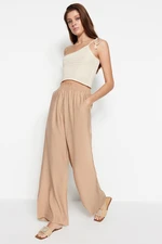 Trendyol Wide Cut Mink Woven Linen Look Trousers