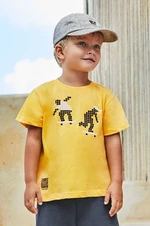 Detské tričko Mayoral s QR kódom do hry žltá farba, s potlačou