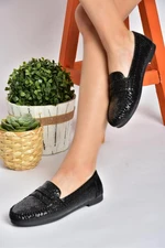 Fox Shoes P757003042 Black Honeycomb Print Women's Daily Flats