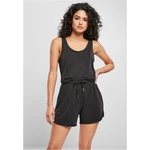 Women's modal short-sleeved jumpsuit in black