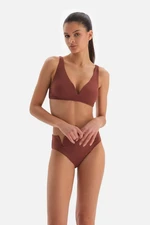 Dagi Brown Triangle Wide V Wire Strand Bikini Top