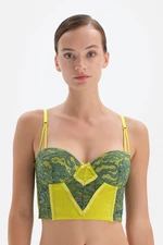 Dagi Green half-padded, underwired bustier with mesh details.