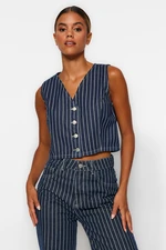 Trendyol Dark Blue Striped Denim Vest