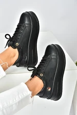 Fox Shoes Black Thick Soled Casual Sneakers.