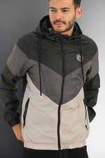 River Club Men's Black-Anthracite-Beige Water And Wind-Resistant Sports Raincoat & Windbreaker.