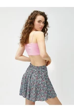 Koton Floral Short Skirt Mini Viscose Elastic Waist