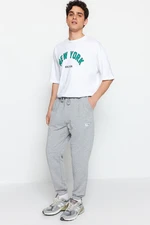 Trendyol Grey Melange Regular/Normal Cut Label Appliqued Pocket Stitched Sweatpants