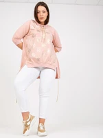 Dusty pink cotton blouse of loose fit of larger size