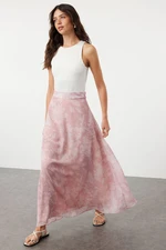 Trendyol Light Pink A-line Pattern Flared Lined Chiffon Fabric Maxi Length Woven Skirt