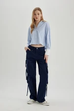 DEFACTO Cool Gabardine Trousers Wide Leg Wide Leg Cargo Pocket Plain Basic