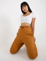 Women's insulated sweatpants with tying - yellow