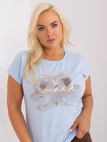 Light blue blouse plus size with print