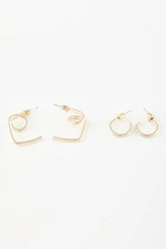 DEFACTO Women's 2-Piece Gold Earrings