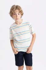 DEFACTO Boy's Crew Neck Striped Short Sleeve T-Shirt