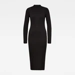 G-STAR Šaty - Plated lynn dress mock slim knit wm čierne