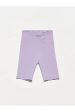 Dilvin 7936 Belt Detailed Short Leggings-lilac