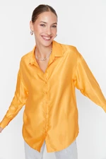 Trendyol Orange Basic Oversize Woven Satin Shirt