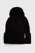 Čiapka Jack Wolfskin Pompom čierna farba, vlnená