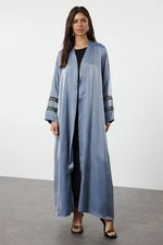 Trendyol Indigo Embroidered Shiny Long Woven Cap & Abaya & Abaya