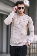 Madmext Beige Patterned Crewneck Knitwear Sweater 5968