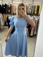 Blue long dress with puff sleeves LIVIEN