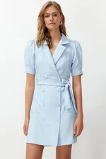 Trendyol Blue Belted Mini Woven Jacket Woven Dress