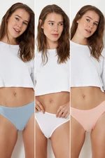 Trendyol Pink-Multicolor 3 Pack Cotton Brazilian Knitted Panties