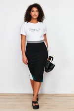 Trendyol Curve Black Color Block Midi Knitted Skirt