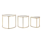 Okrągłe stoliki w kolorze złota ze szklanym blatem zestaw 3 szt. ø 60 cm Triangle – Mauro Ferretti