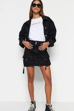 Trendyol Black Cargo Pocket Detailed High Waist Mini Denim Skirt