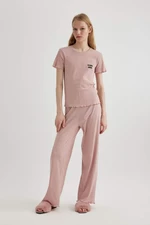 DEFACTO Fall in Love Regular Fit 2 Piece Ribbed Pajama Set