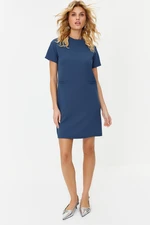 Trendyol Indigo Pocket Look Open Waist/Skater Mini Smart Crepe Dress