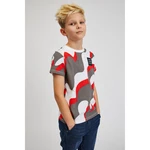 Grey-red boys' patterned T-shirt SAM 73 Oscar