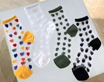 1 Pairs Summer New Ladies Korean Heart Love Tull Glass Silk Socks Women Lace Transparent Thin Mesh Colorful Nylon Sheer Socks