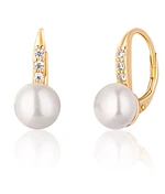 JwL Luxury Pearls Žlutě zlacené náušnice s perlami a zirkony JL0769