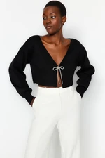 Trendyol Black Super Crop Podstawowy kardigan z dzianiny